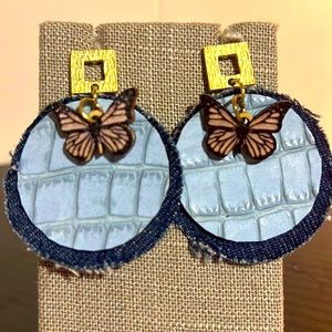 Denim, round earrings